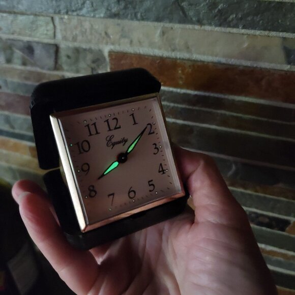Vintage Equity Travel Alarm Clock glow in dark hands vintage alarm clock folding - Picture 8 of 8